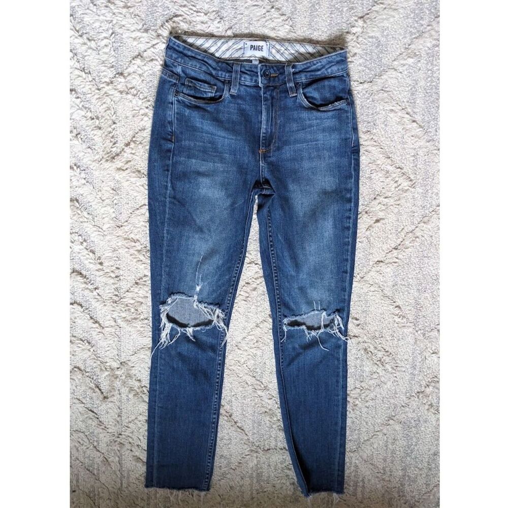 Paige Carter Slim Distressed Jeans Medium Wash sz 24